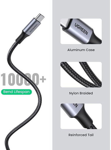 UGREEN USB-A naar USB-C Kabel 3A Fast Charge 3 Meter Wit afbeelding 5