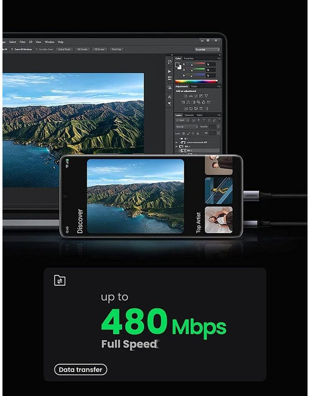 UGREEN USB-A naar USB-C Kabel 3A Fast Charge 3 Meter Wit afbeelding 6