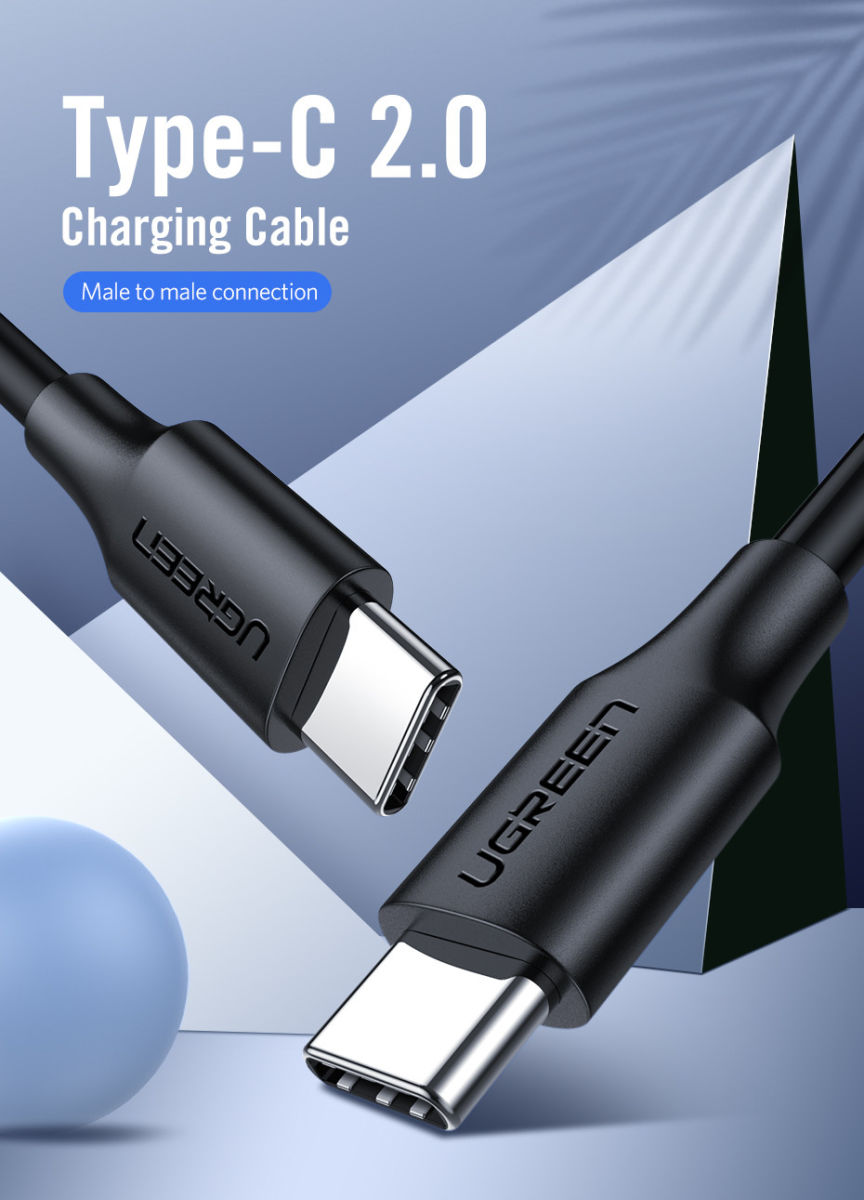 UGREEN USB-C naar USB-C Kabel 60W Fast Charge 1 Meter Zwart afbeelding 2