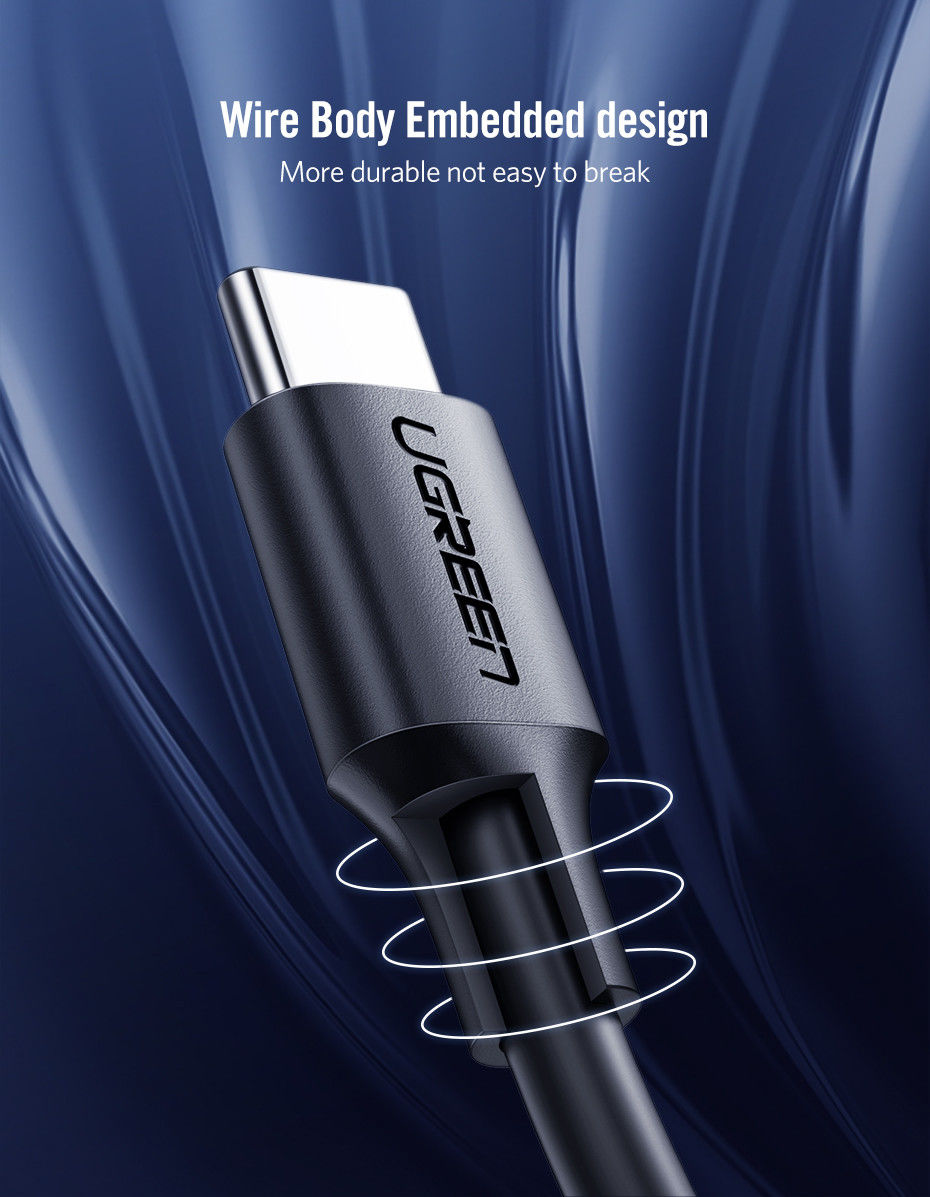 UGREEN USB-C naar USB-C Kabel 60W Fast Charge 1 Meter Zwart afbeelding 7