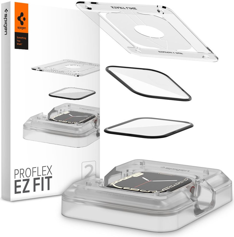 Spigen ProFlex - Apple Watch 7/8/9 41MM Screen Protector + Tray (2-Pack) afbeelding 1