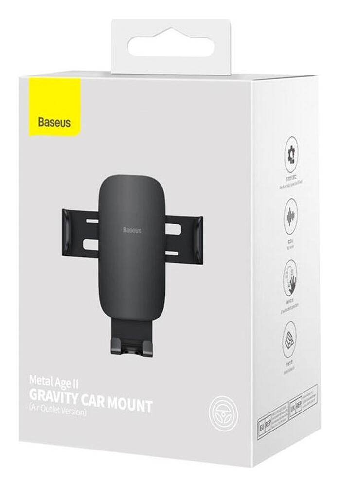 Baseus Metal Age II Gravity Ventilatierooster Telefoonhouder Zwart afbeelding 9