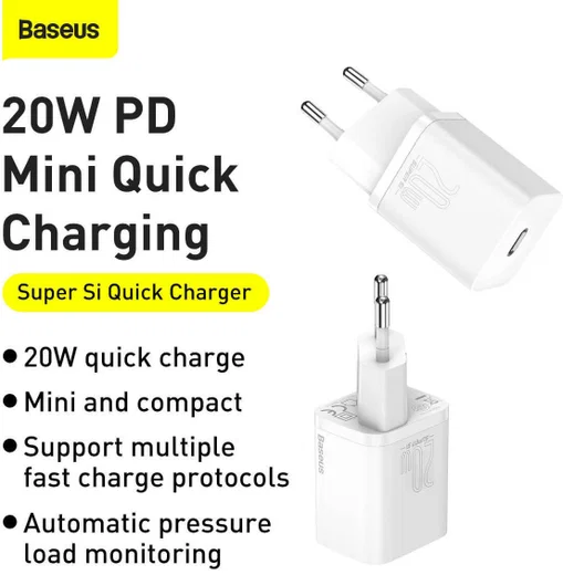 Baseus Snellader 20W PD + USB-C naar Apple Lightning Kabel 1M Zwart afbeelding 5