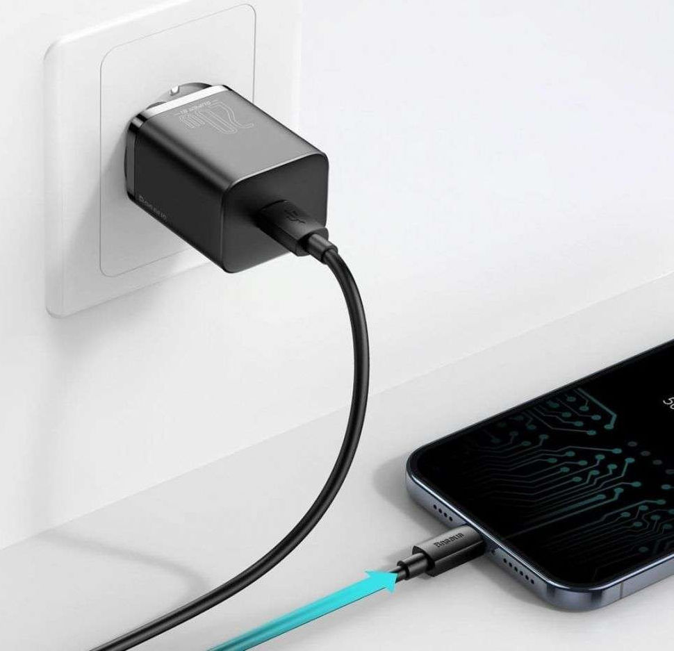 Baseus Snellader 20W PD + USB-C naar Apple Lightning Kabel 1M Zwart afbeelding 8