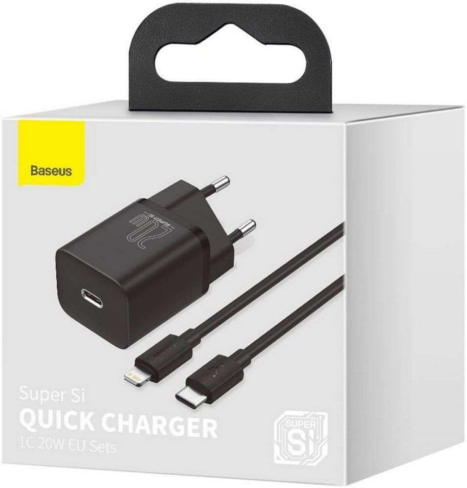 Baseus Snellader 20W PD + USB-C naar Apple Lightning Kabel 1M Zwart afbeelding 13