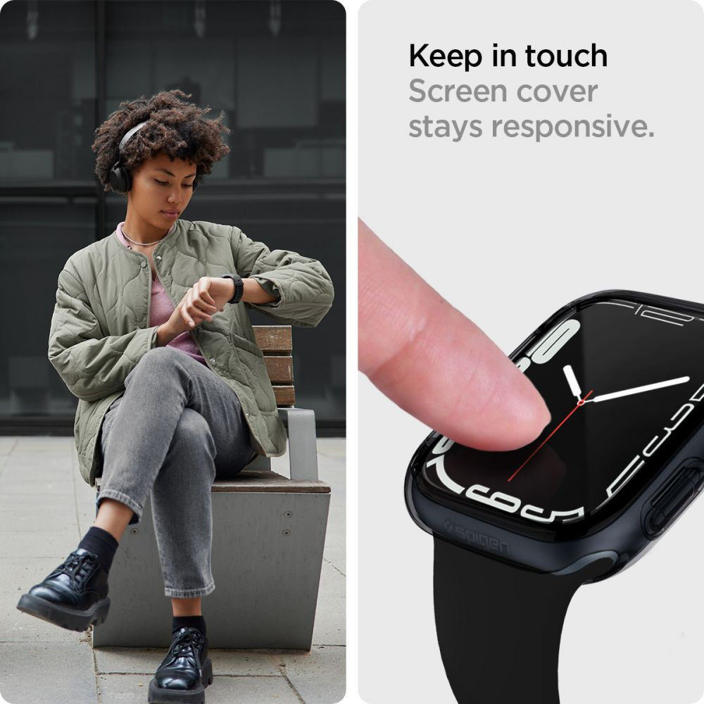 Spigen Ultra Hybrid Apple Watch 7 / 8 41MM Hoesje Full Screen Grijs afbeelding 7