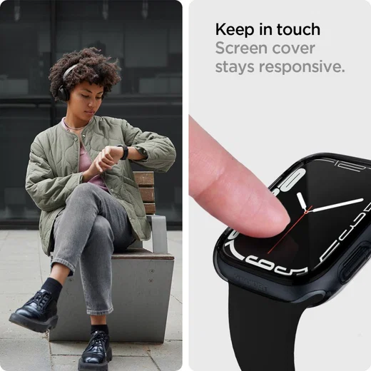 Spigen Ultra Hybrid Apple Watch 7 / 8 41MM Hoesje Full Screen Grijs afbeelding 7