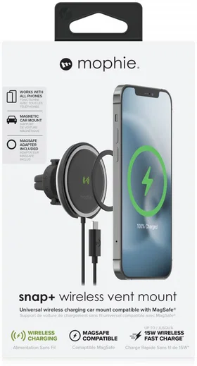 Mophie Snap+ Telefoonhouder Auto met MagSafe Lader Luchtrooster Zwart afbeelding 22