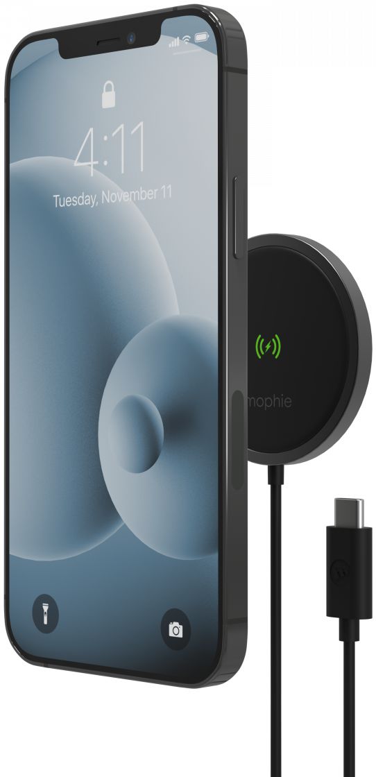 Mophie Snap+ Wireless Draadloze Oplader voor MagSafe Snelladen Zwart afbeelding 1