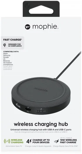 Mophie Wireless Charging Hub met USB-C en USB-A Poorten Zwart afbeelding 11