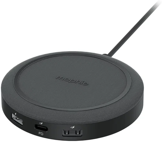 Mophie Wireless Charging Hub met USB-C en USB-A Poorten Zwart afbeelding 2
