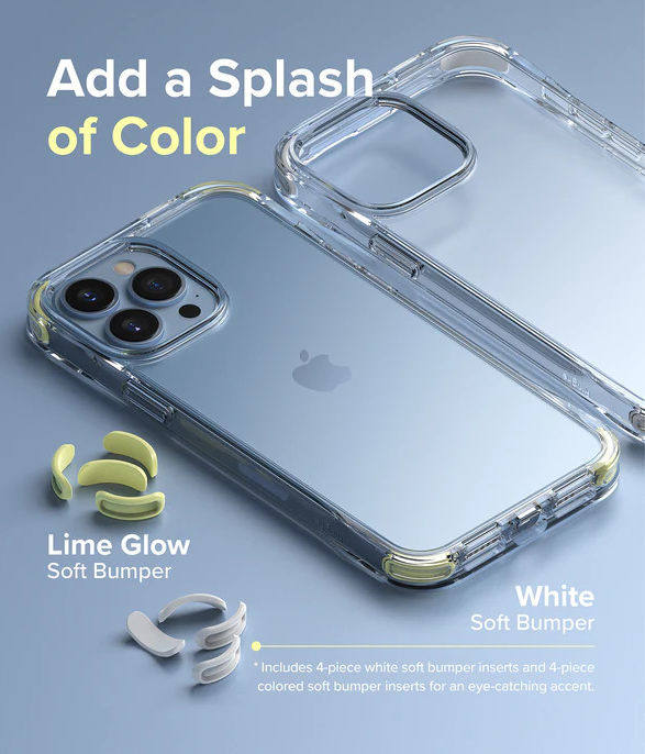 Ringke Fusion+ iPhone 13 Pro Max Hoesje Transparant + Bumper Wit/Lime afbeelding 2