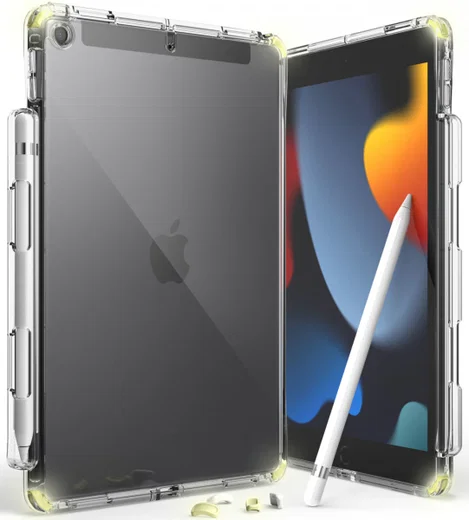 Ringke Fusion+ Apple iPad 10.2 Hoes Schokbestendig + Bumpers Wit/Geel afbeelding 1