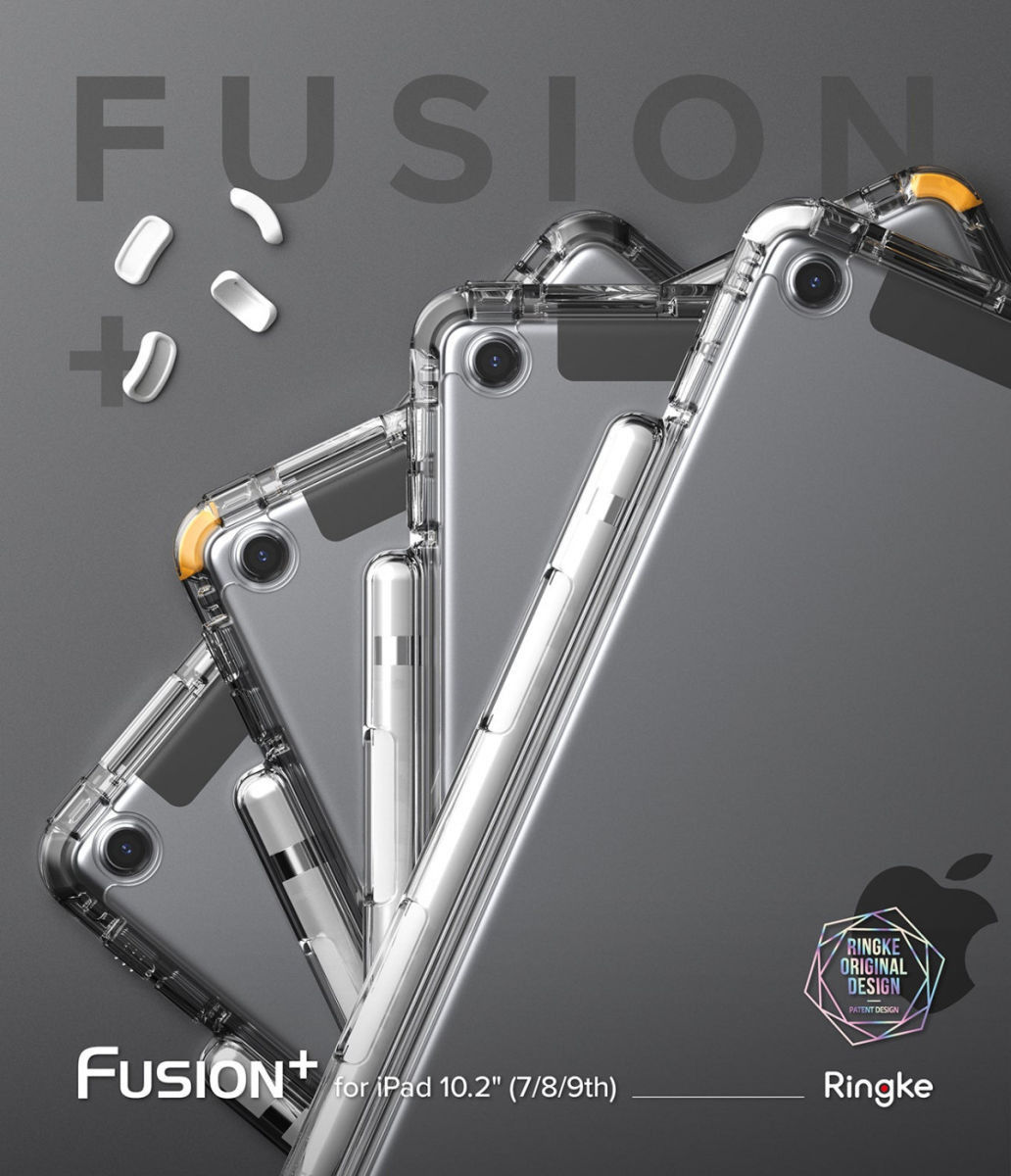 Ringke Fusion+ Apple iPad 10.2 Hoes Schokbestendig + Bumpers Wit/Geel afbeelding 11