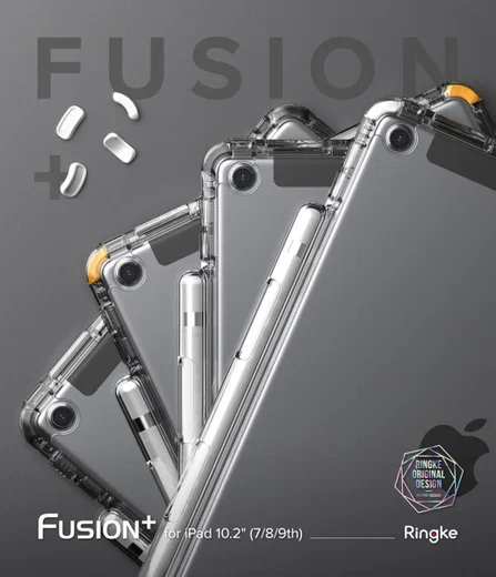 Ringke Fusion+ Apple iPad 10.2 Hoes Schokbestendig + Bumpers Wit/Geel afbeelding 11