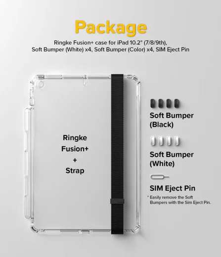 Ringke Fusion+ Apple iPad 10.2 Hoes + Handstrap & Bumpers Wit/Zwart afbeelding 11