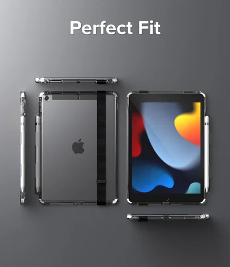 Ringke Fusion+ Apple iPad 10.2 Hoes + Handstrap & Bumpers Wit/Zwart afbeelding 9