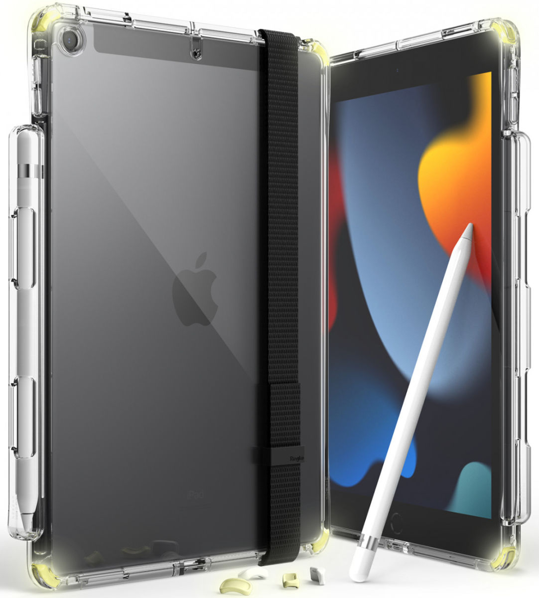 Ringke Fusion+ Apple iPad 10.2 Hoes + Handstrap & Bumpers Geel/Wit afbeelding 1