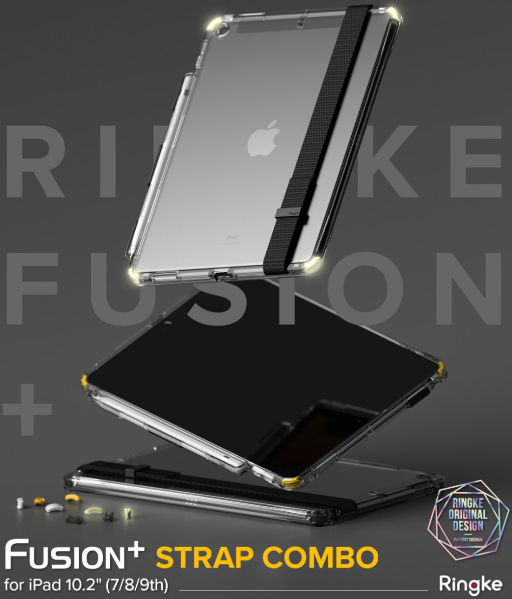 Ringke Fusion+ Apple iPad 10.2 Hoes + Handstrap & Bumpers Geel/Wit afbeelding 12