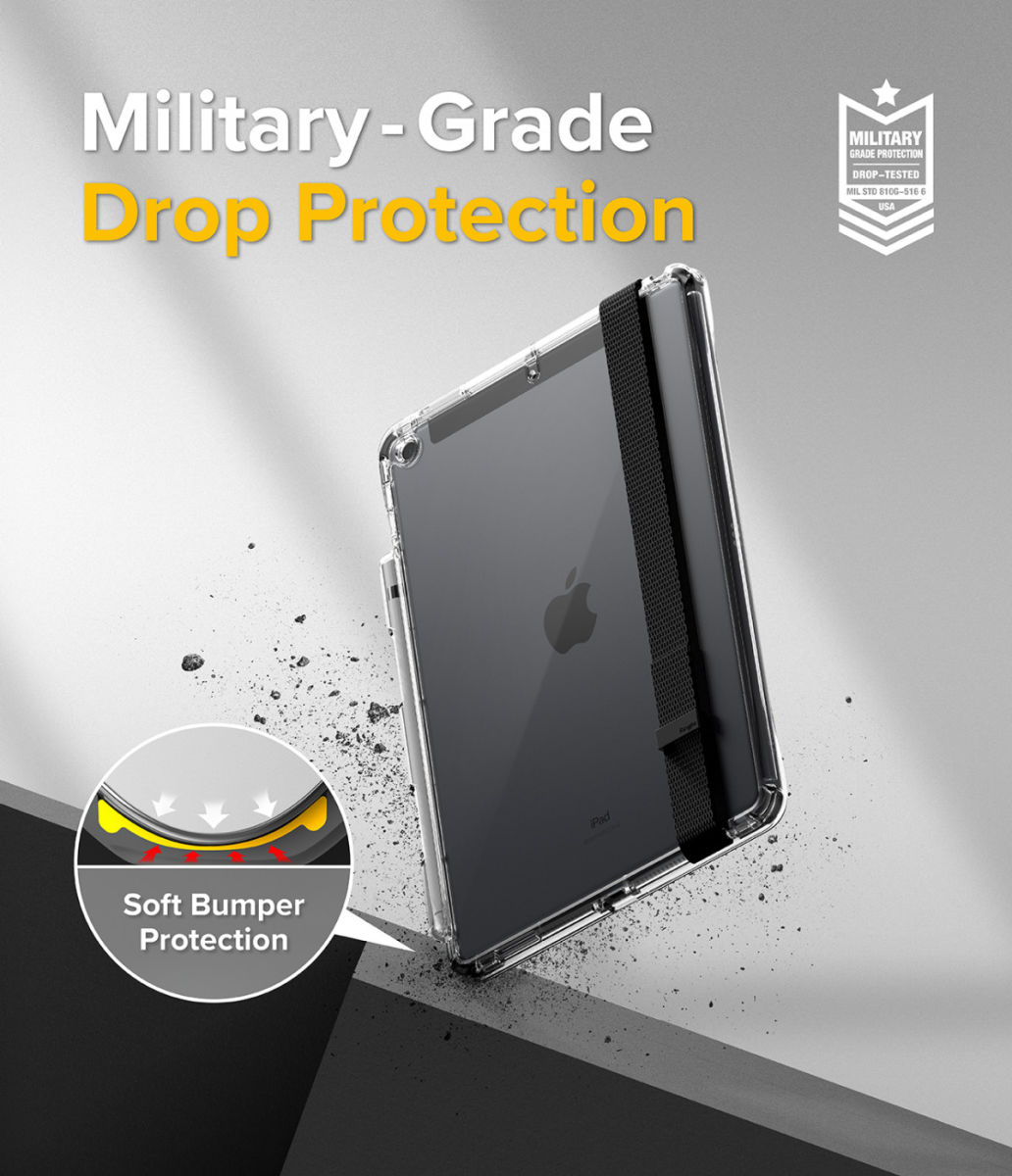 Ringke Fusion+ Apple iPad 10.2 Hoes + Handstrap & Bumpers Geel/Wit afbeelding 2