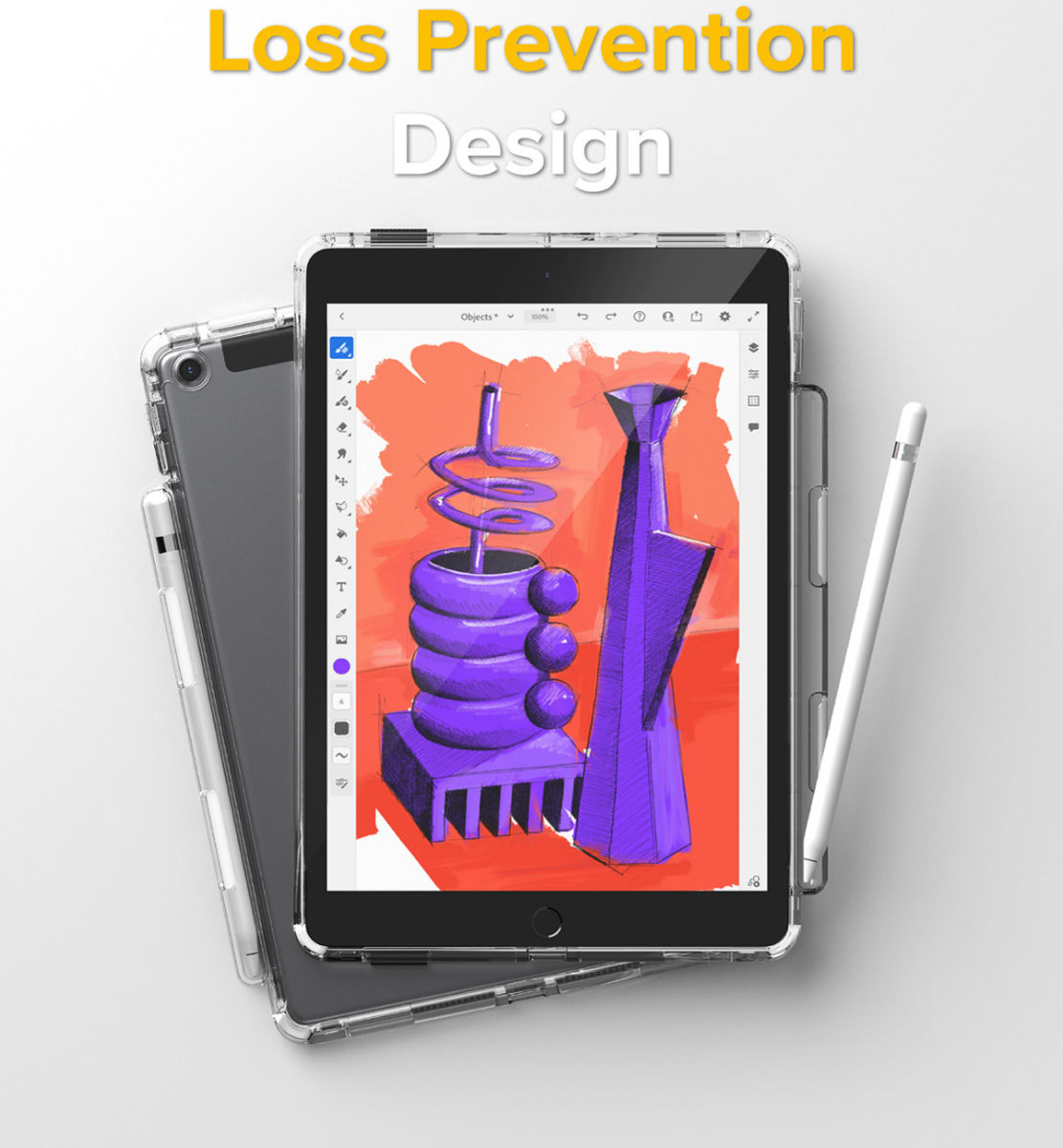 Ringke Fusion+ Apple iPad 10.2 Hoes + Handstrap & Bumpers Geel/Wit afbeelding 6