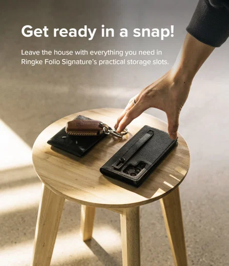 Ringke Folio Signature EZ Strap Samsung Galaxy S22 Ultra Hoesje Zwart afbeelding 7