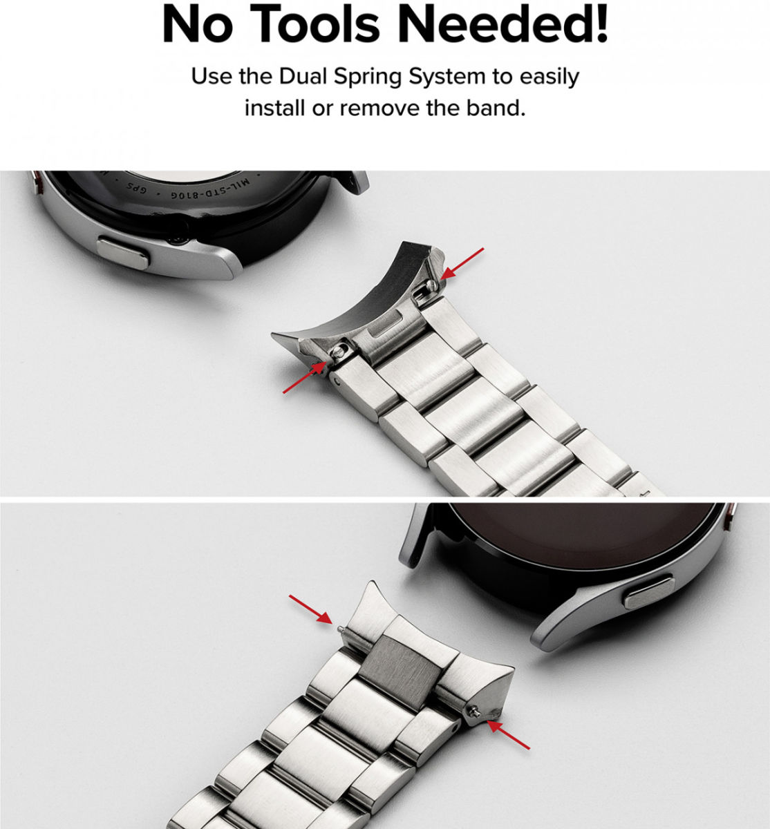 Ringke Metal One Samsung Galaxy Watch 4 44MM Bandje RVS Zwart afbeelding 12