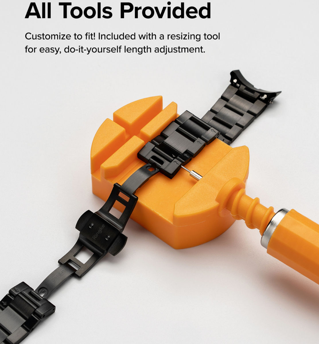 Ringke Metal One Samsung Galaxy Watch 4 44MM Bandje RVS Zwart afbeelding 6