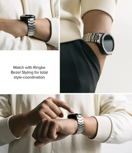 Ringke Metal One Samsung Galaxy Watch 4 Classic 46MM Bandje RVS Zilver afbeelding 10