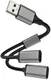 4Smarts 2-in-1 USB-A naar USB-C Gevlochten Kabel 20 CM Zwart afbeelding 1