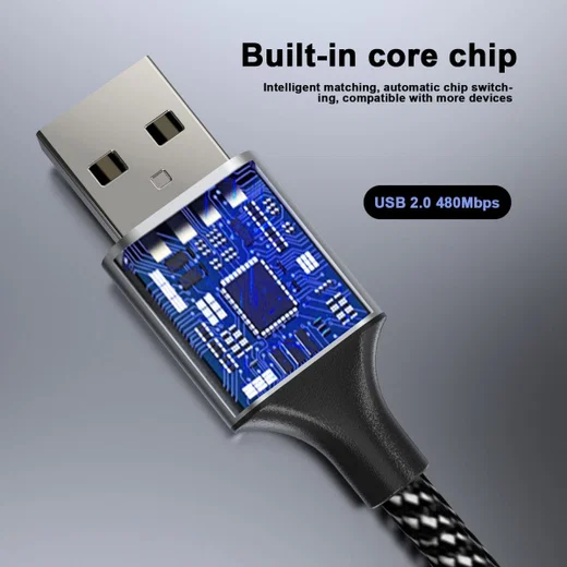4Smarts 2-in-1 USB-A naar USB-C Gevlochten Kabel 20 CM Zwart afbeelding 8