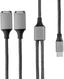 4Smarts 2-In-1 USB-C naar USB-A Gevlochten Kabel 20 CM Grijs afbeelding 5