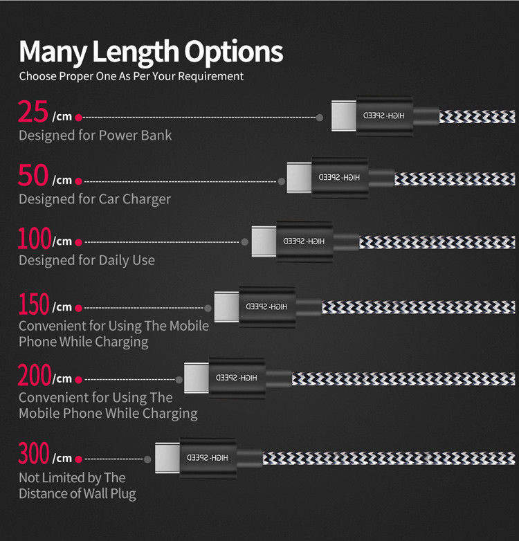 Dux Ducis 2.1A USB-A naar USB-C Kabel Set 5-Pack (2x 1M + 2x 2M + 3M) afbeelding 16