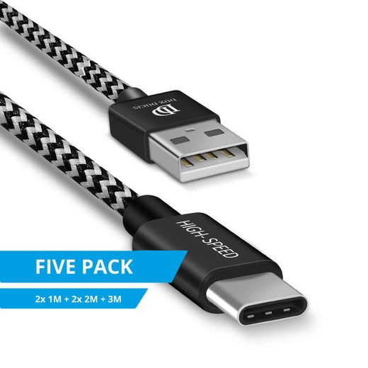 Dux Ducis 2.1A USB-A naar USB-C Kabel Set 5-Pack (2x 1M + 2x 2M + 3M) afbeelding 2