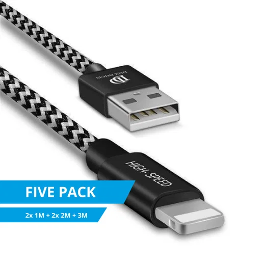 Dux Ducis 2.1A USB-A naar Lightning Kabel 5-Pack (2x 1M + 2x 2M + 3M) afbeelding 2