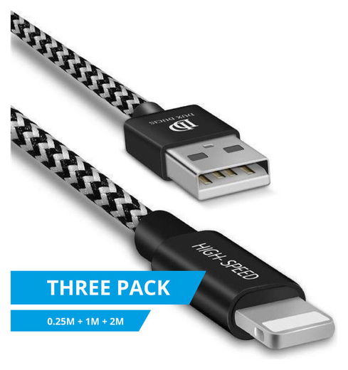 Dux Ducis 2.1A USB-A naar Lightning Kabel Set 3-Pack (0.25M + 1M + 2M) afbeelding 2