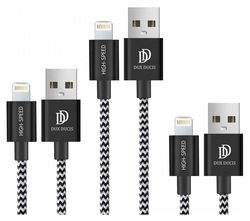 Dux Ducis 2.1A USB-A naar Lightning Kabel Set 3-Pack (0.25M + 1M + 2M) afbeelding