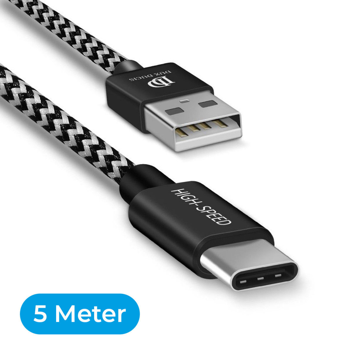 Dux Ducis Fast Charging 2.1A USB-C Oplaad Kabel 5 Meter afbeelding 1