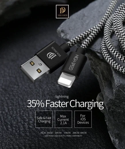 Dux Ducis Fast Charging 2.1A Apple Lightning Oplaad Kabel 5 Meter afbeelding 10
