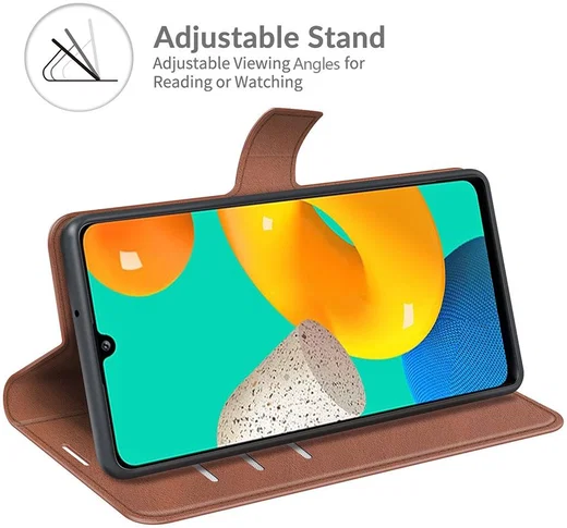 KHAZNEH Samsung Galaxy M32 Hoesje Retro Wallet Book Case Bruin afbeelding 5