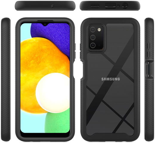 Samsung Galaxy A03s Hoesje Full Protect 360° Cover Hybride Zwart afbeelding 9