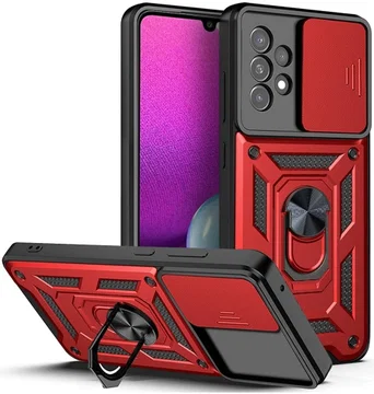Samsung Galaxy A33 Hoesje Camera Slider en Kickstand Ring Rood