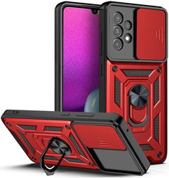 Samsung Galaxy A33 Hoesje Camera Slider en Kickstand Ring Rood afbeelding