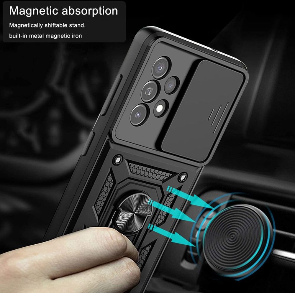 Samsung Galaxy A33 Hoesje Camera Slider en Kickstand Ring Rood afbeelding 3