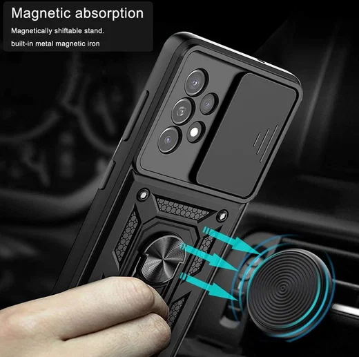 Samsung Galaxy A33 Hoesje Camera Slider en Kickstand Ring Rood afbeelding 3