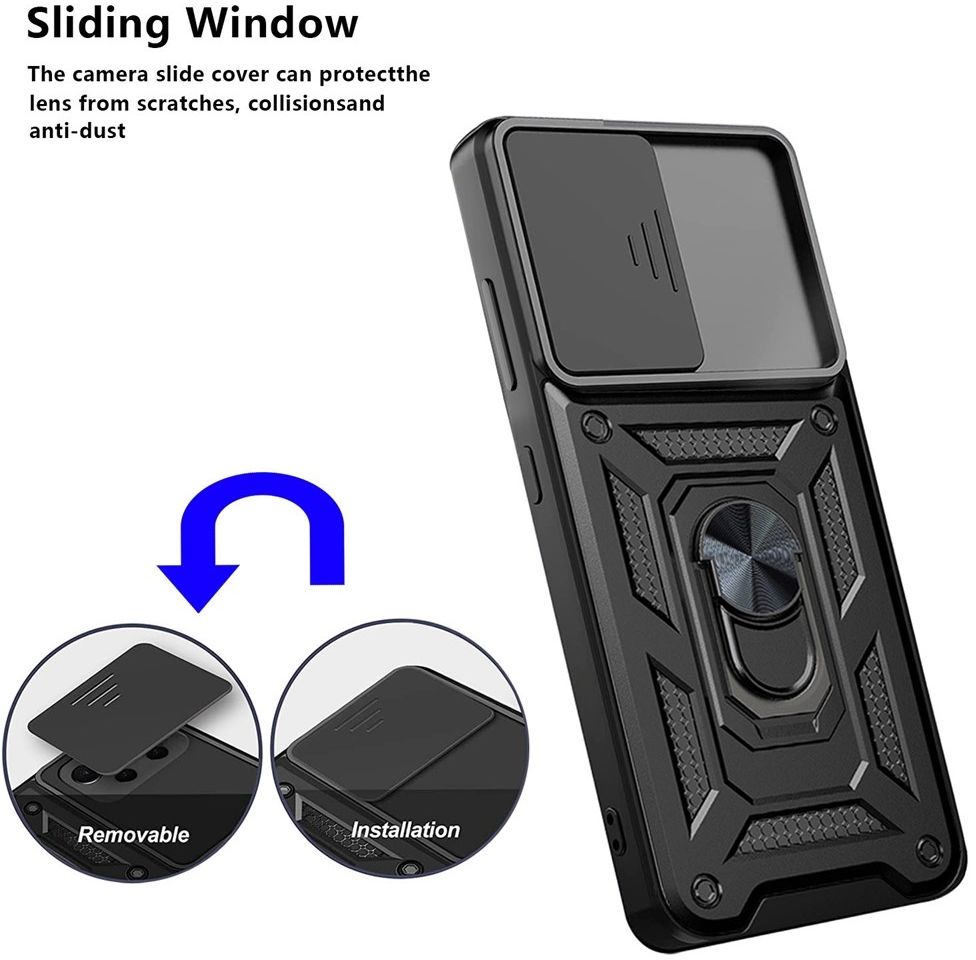 Samsung Galaxy A33 Hoesje Camera Slider en Kickstand Ring Rood afbeelding 4