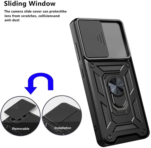 Samsung Galaxy A33 Hoesje Camera Slider en Kickstand Ring Rood afbeelding 4