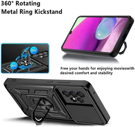 Samsung Galaxy A33 Hoesje Camera Slider en Kickstand Ring Rood afbeelding 5