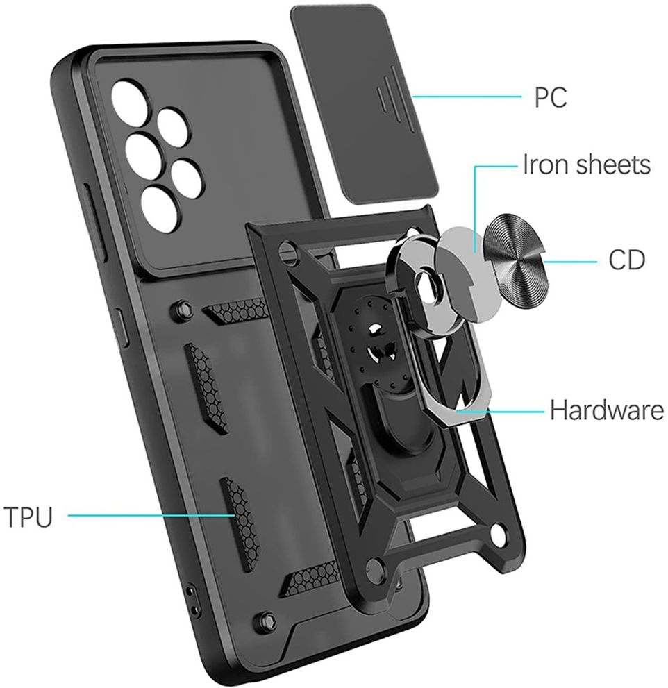 Samsung Galaxy A33 Hoesje Camera Slider en Kickstand Ring Rood afbeelding 6