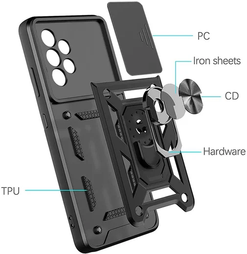 Samsung Galaxy A33 Hoesje Camera Slider en Kickstand Ring Rood afbeelding 6